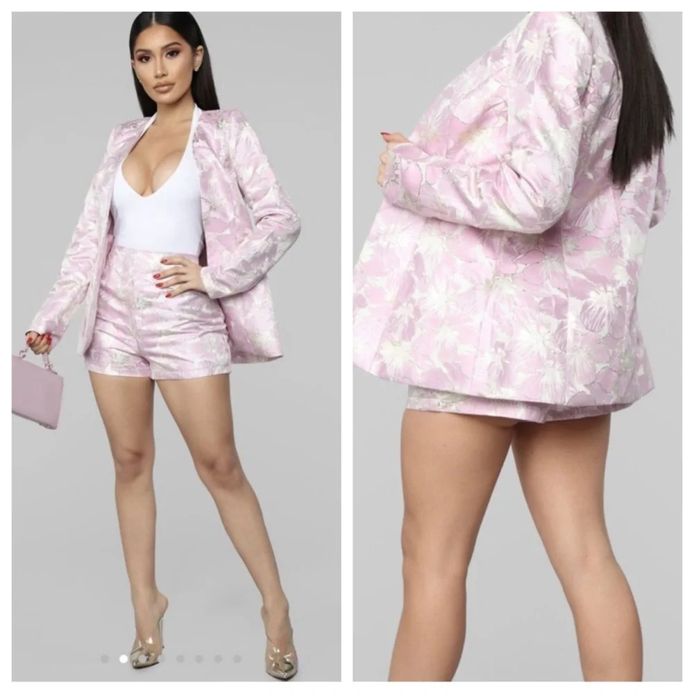 NWT! Fashion Nova Metallic Brocade Blazer/Shorts Suit